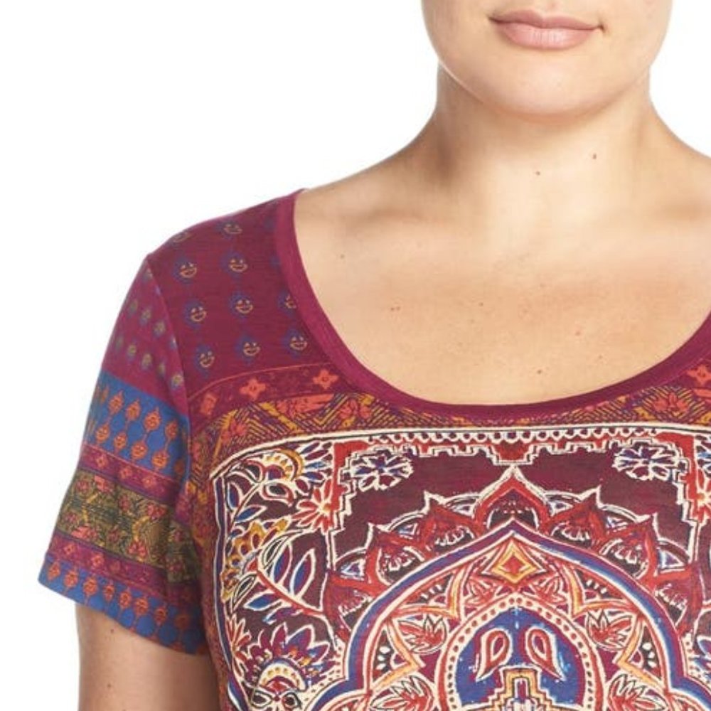 Lucky Brand Persian Tee -Burgandy- NWT - Picture 8 of 8